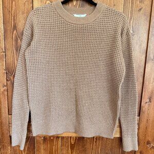 Time and Tru Tan Waffle Knit Sweater S EUC Neutral Cozy Pullover